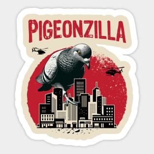 Pigeonzilla Funny Remake Classic Japanese Film Cute Sticker